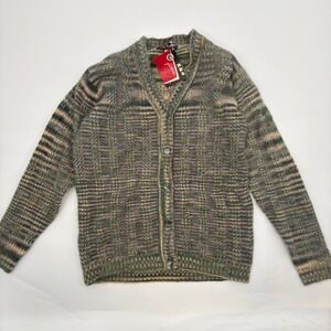 Panda Brand Angora Womens Size Medium Lambswool Cardigan Sweater Green